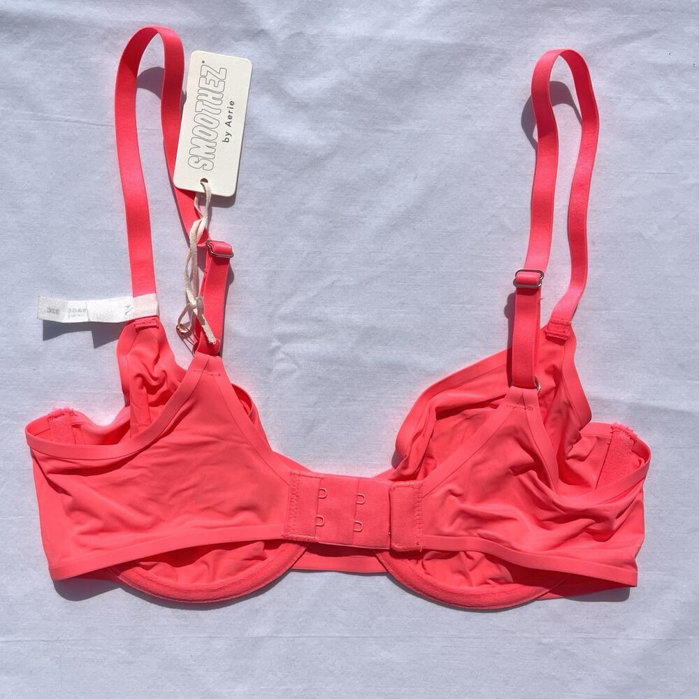 Aerie Smoothez Bra Unlined Full Coverage Underwire 32B Bright Pink - Picture 2 of 3